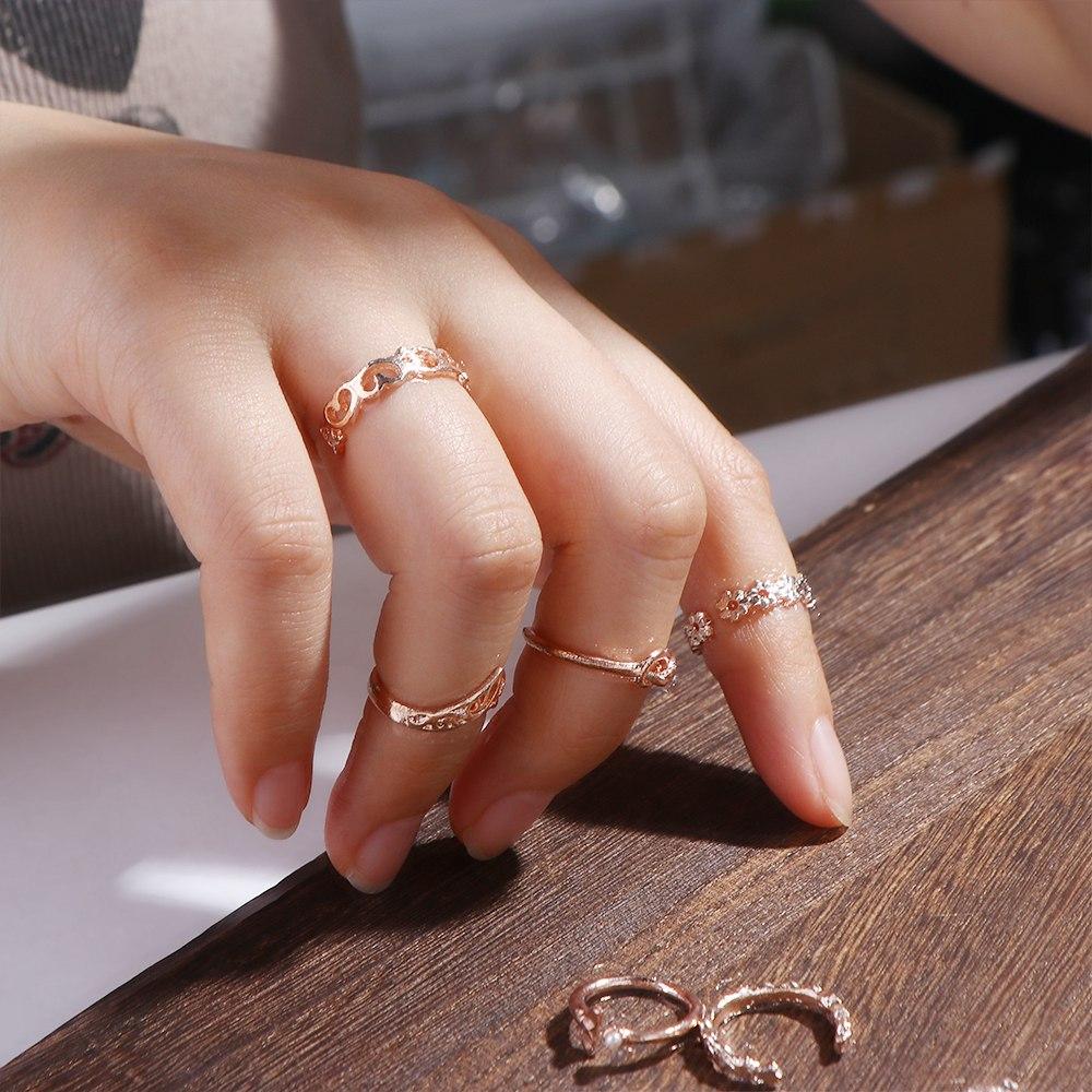 Fish Tail Lotus Flower Star Alloy Girl Gift Heart Open Ring Vintage Foot Ring Set Women Toe Ring Korean Style Toe Ring