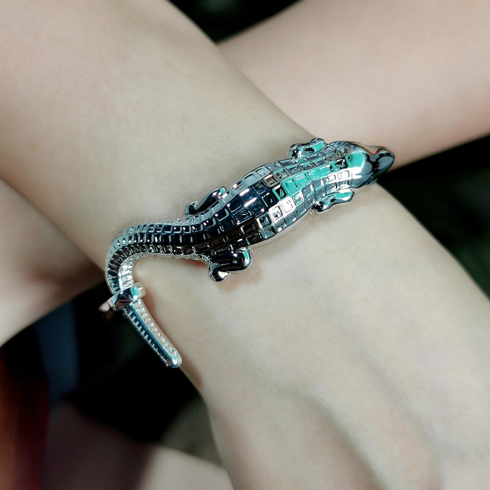MANILAI Ancient Alloy Crocodile Bracelets Cuff Temperament Statement Bracelet Bangles For Women Designer Jewelry