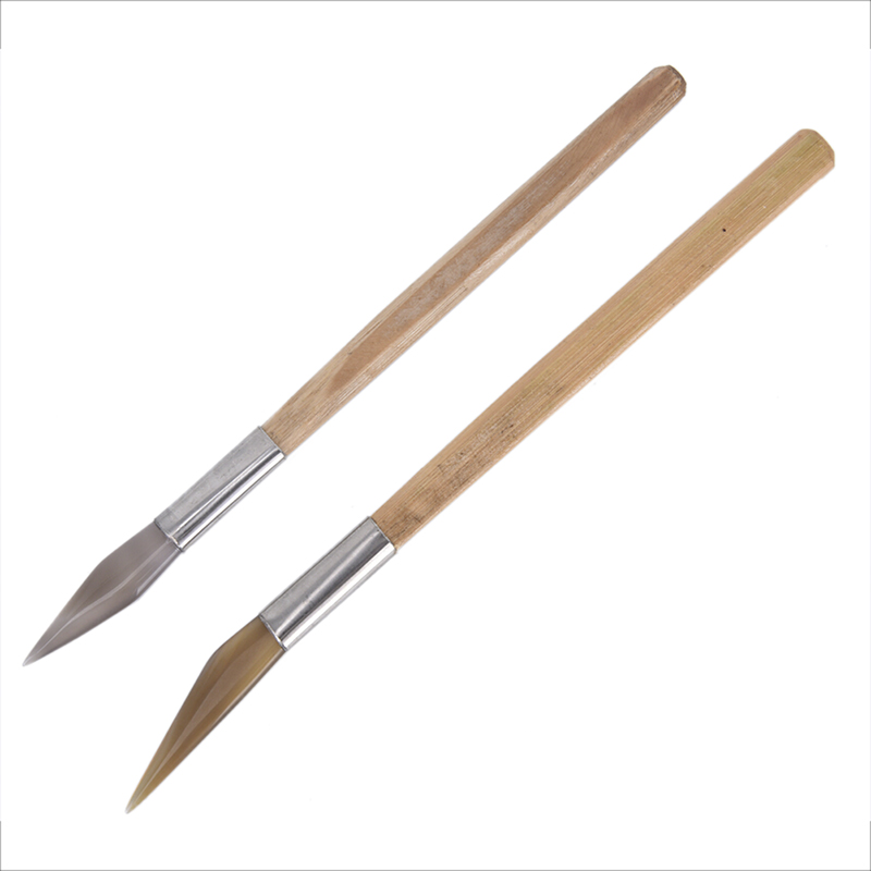 1pcs Useful Agate Burnisher Polishing Knife Edge With Bamboo Handle Jewelry Making Tools