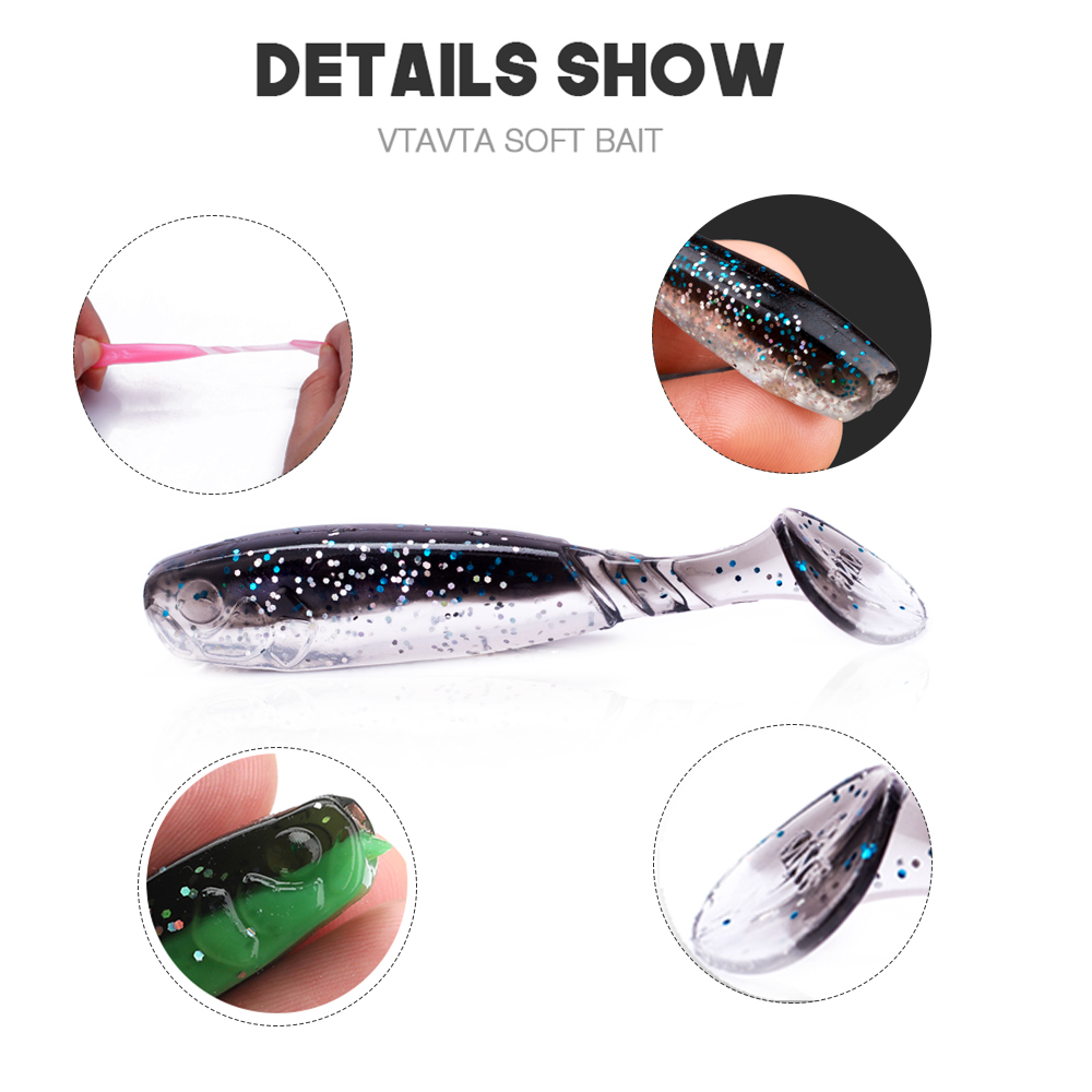 Hanlin 10/20pcs 55mm/2.5g Silicone Baits Artificial Fishing Lure T Tail Soft Lure Wobblers Fishing Pike Bass Tackle Sinking