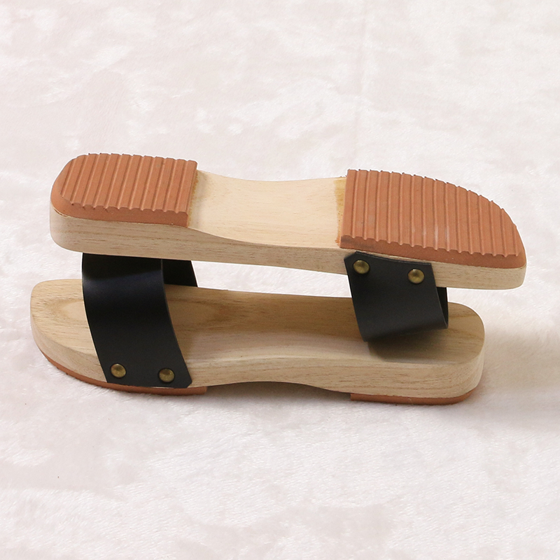 Wooden Sandals - Leather Flat Heel Japanese Geta for Women & Men, Solid hot Color Summer Flip Flops/Slippers, Cosplay Shoe, Plus Size
