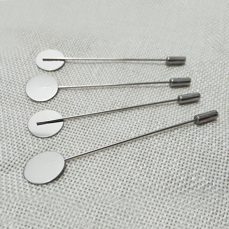 brooch lapel pin Flat Blank Setting base women men's shawl cape scarf findings connector safety hijab pins needles stoppers diy
