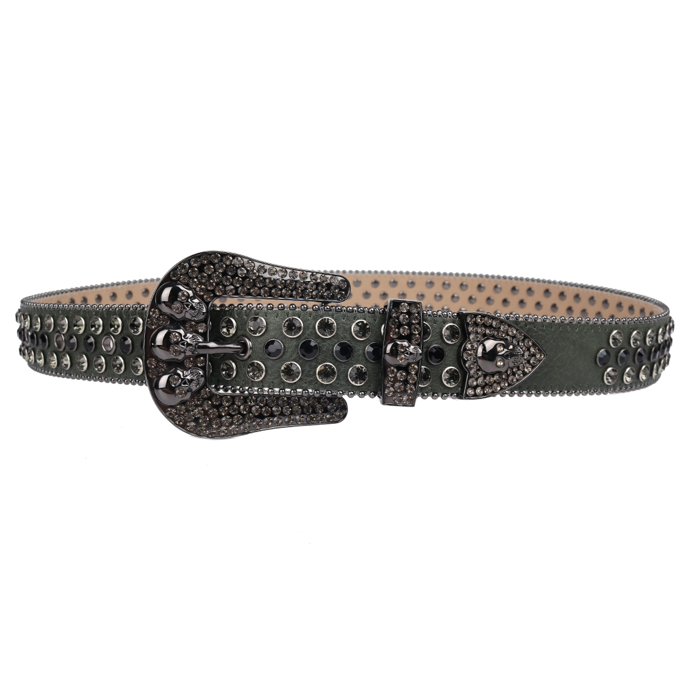 New Design Rhinestone Skull Belt Diamond Studded Belts High Quality Leather Strap Casual For Jeans Waistband Women Man Gift