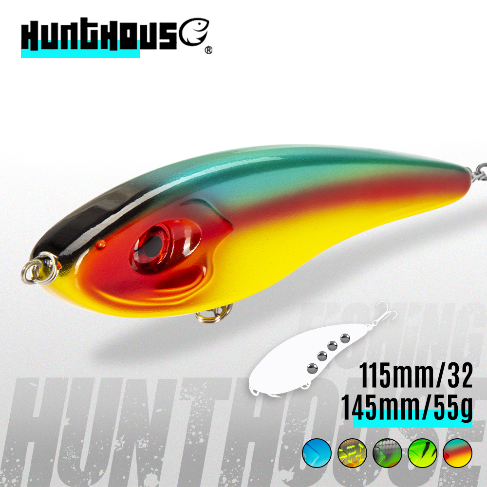Hunthouse Musky Buster Jerkbait Fishing Lures 115&145mm 32&55g Vib Bait Slow Sinking Jerkbaits For Sea Bass Pike