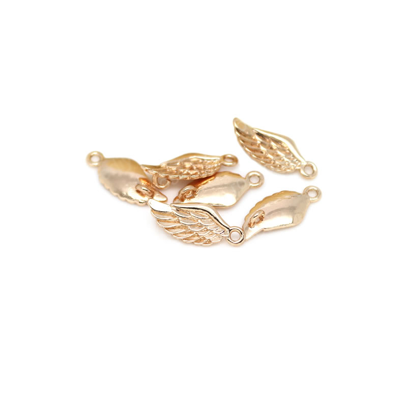 10PCS 16x7MM 18K Gold Color Brass Angel Wings Charms High Quality Diy Jewelry Making Necklace Earrings Accessories for Women