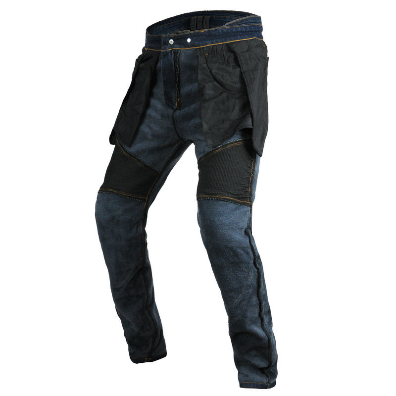 Amekaji Spring Winter Velvet Motorcycle Leisure Motocross Jeans Multi-pocket Belt Cargo Slim Pant Obscure Protective Gears
