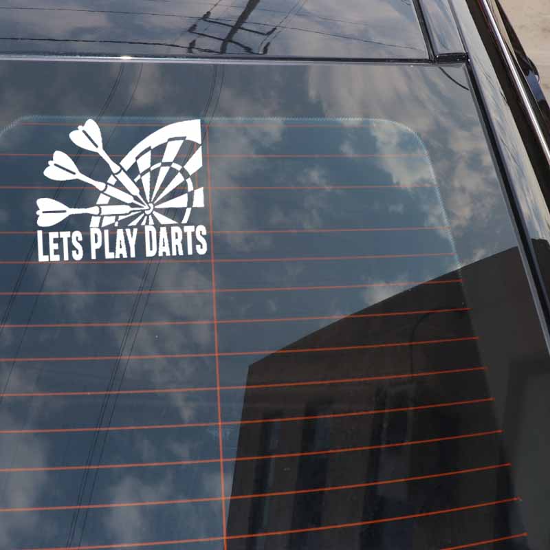 YJZT 15.3CM*12.6CM Interesting Car-styling Lets Play Darts Car Sticker Decal Black Silver Vinyl C11-2122