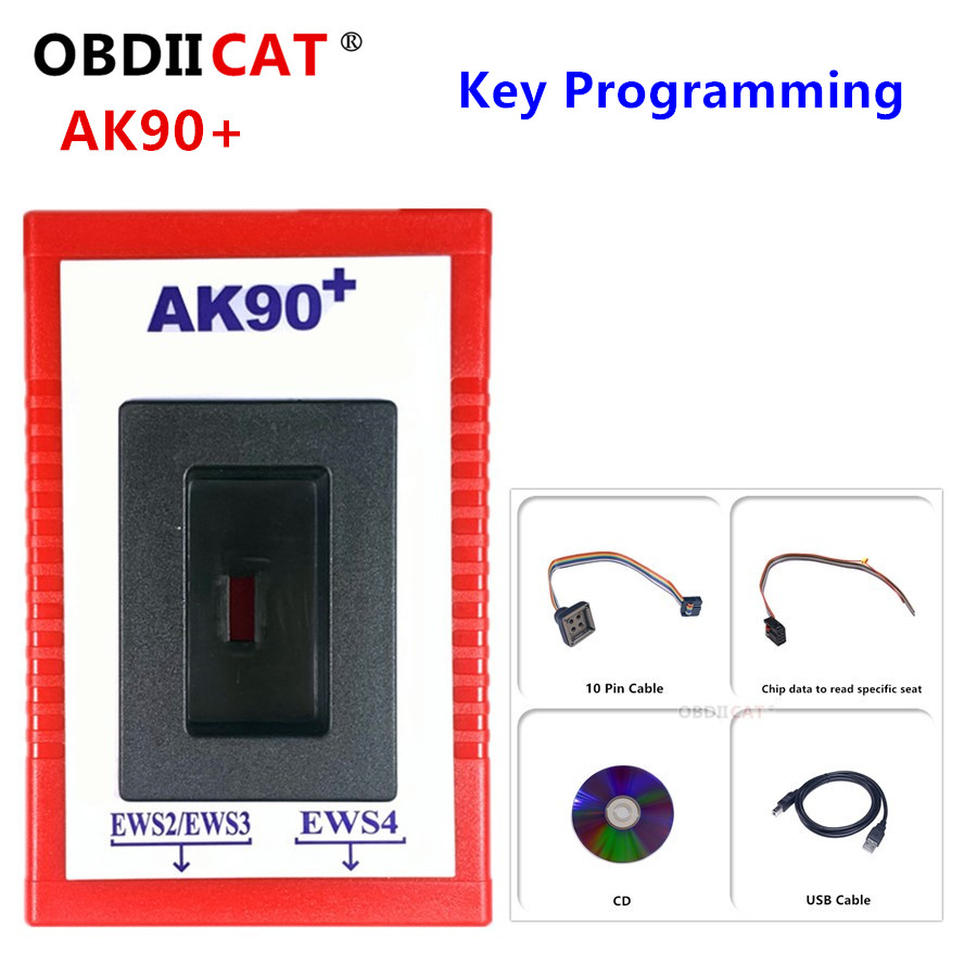 Hot AK90 plus For B-M-W V3.19 AK90+ OBD2 Car Key Programmer For B-MW CAS/EWS from 1995-2009 AK90 + Key Programming Tool