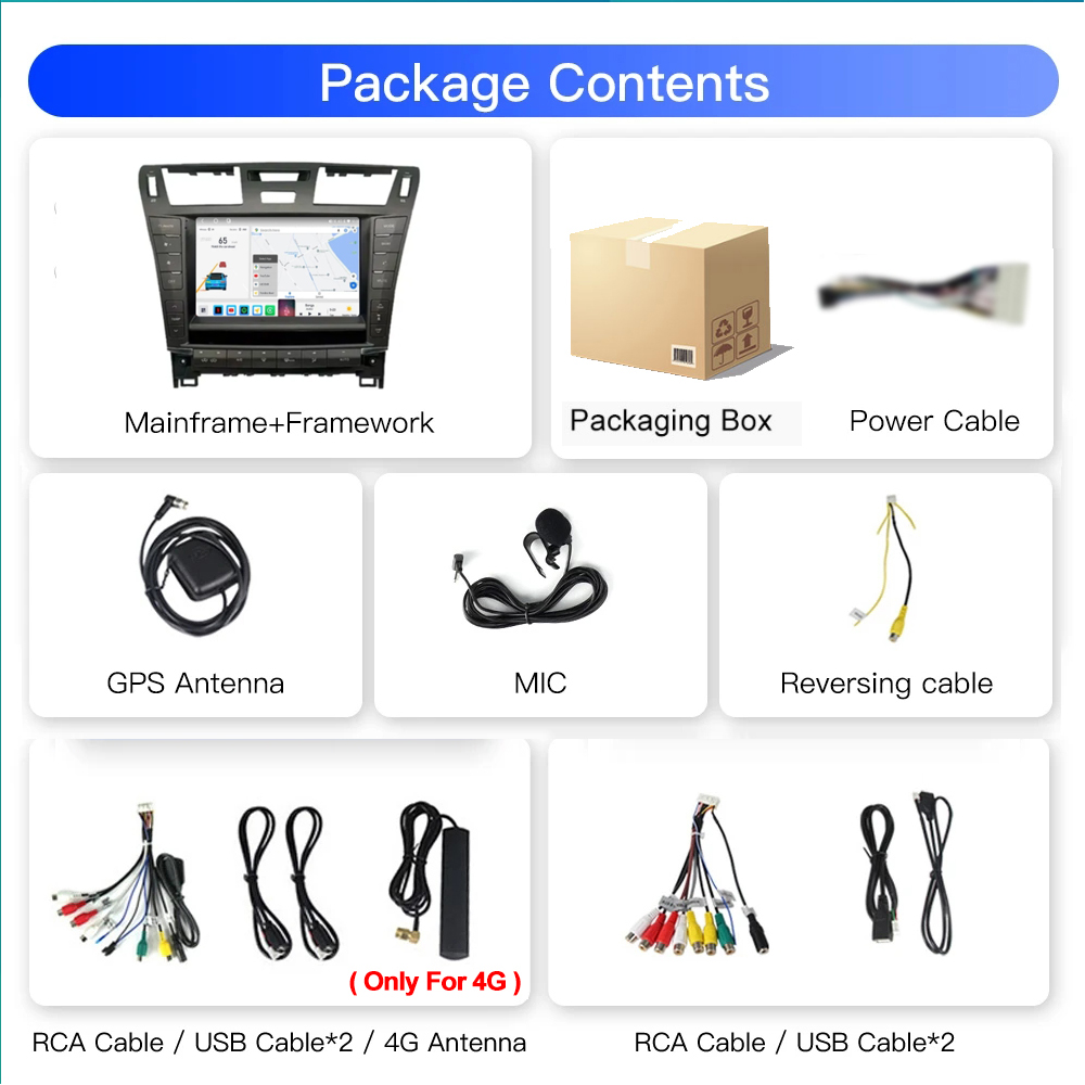 2Din Android 14 For Lexus LS LS460 2006 2007 - 2010 Car Radio Player GPS Navi CarPlay Screen WIFI BT 5.0 Player Head Unit 4G LET