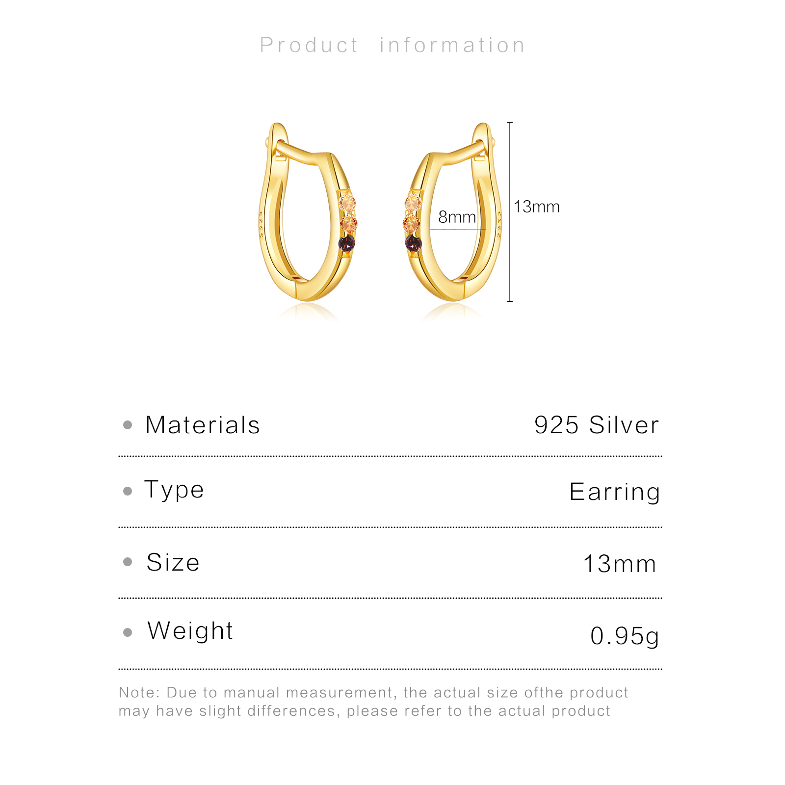 ANDYWEN 925 Sterling Silver Gold 8.5mm Three Color Level Hoops Huggies Piercing Pendiente Loops Round Rock Punk Clips Jewelry