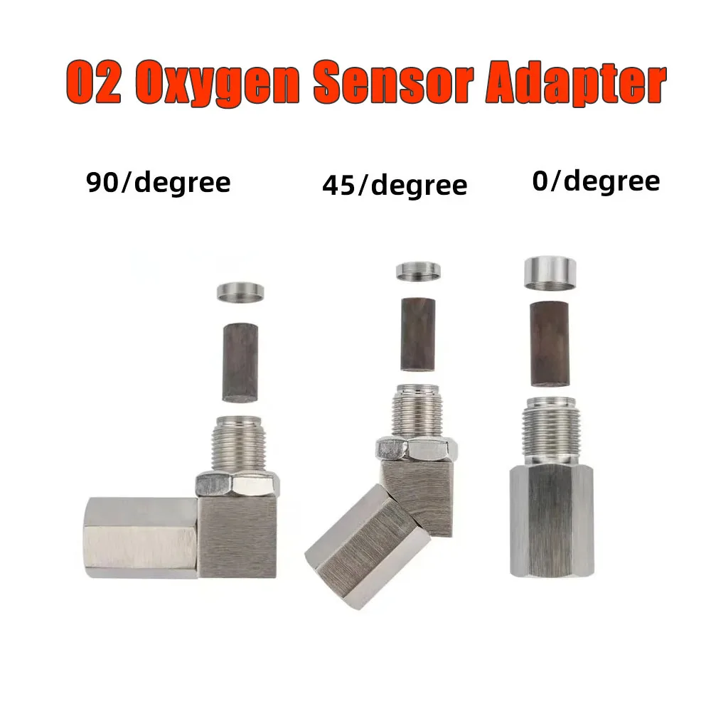 0° /45° /90° Degree Oxygen O2 Sensor Spacer Adapter Bung Catalytic Converter Fix Check Engine Light Universal O2 Oxygen Sensor