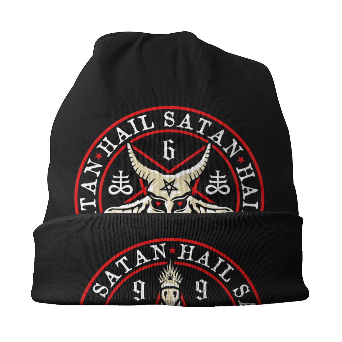 Hail Satan Baphomet In Occult Inverted Pentagram Skullies Beanies Hats Hip Hop Outdoor Men Caps Adult Head Wrap Bonnet Knit Hat