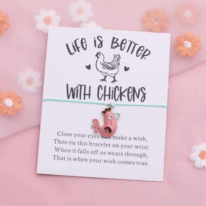 Chicken Wish Bracelet Funny Chicken String Animal Friendship Bracelet Chicken Jewelry Women Men Best Friend Interesting Gifts