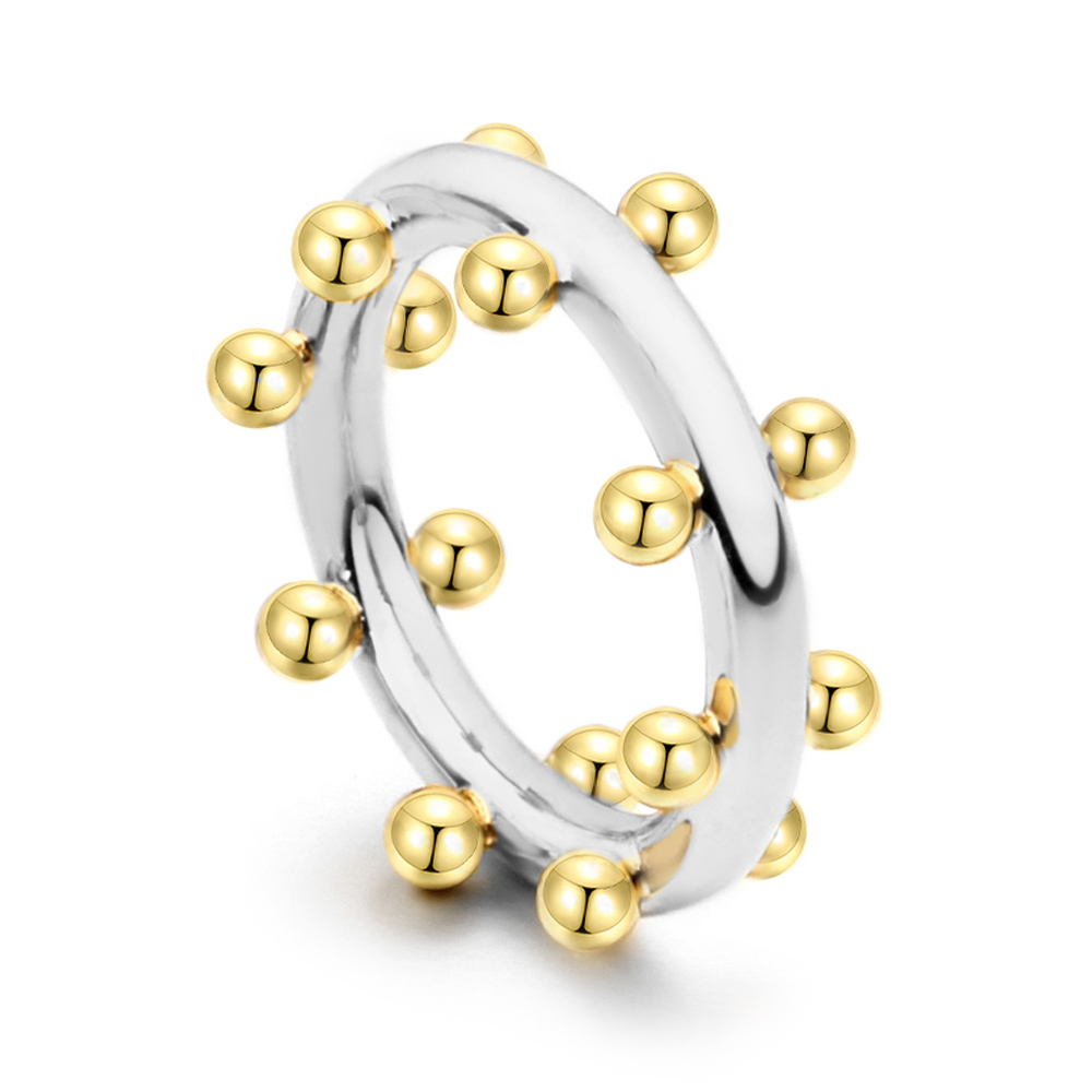 VAROLE Double Row Ball Arrangement Rings Gold Color Midi Ring 100% Copper Ring Knuckle Rings For Women anel Jewelry