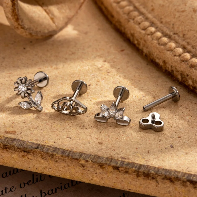 1PCS 16G G23 Titanium Ear Tragus Cartilage Helix Daith Piercing Stud Earrings for Women Internal Thread Labret Piercing Lip Ring