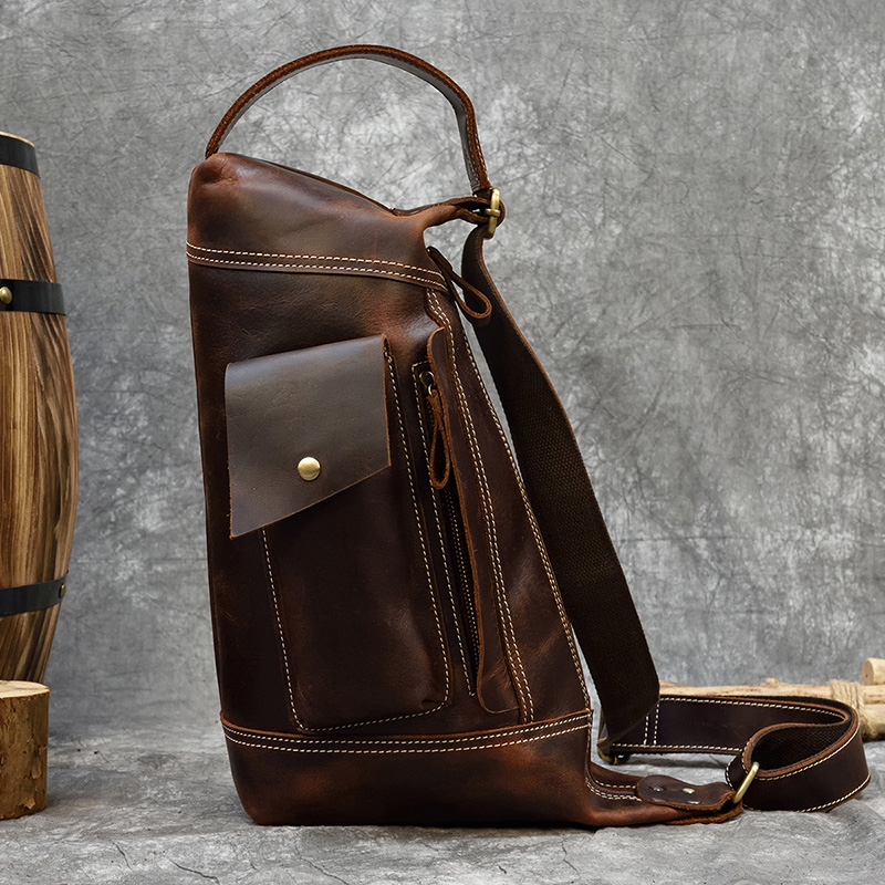 Men's Genuine Backpack - Crazy Horse Leather Daypack For Travel & Laptop New Free Delivery Designer Bag