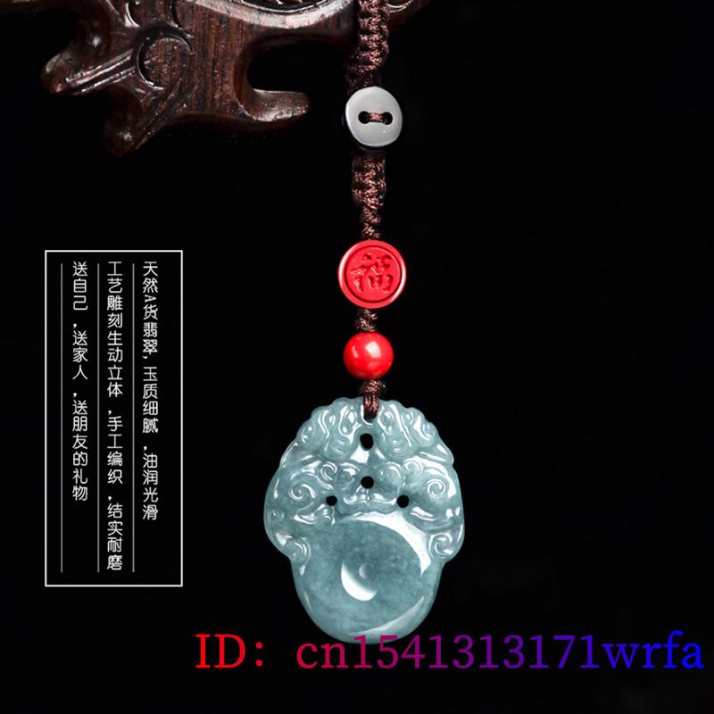 Blue Myanmar Jadeite Pixiu Keychain Real Jewelry key holder Luxury Natural Burmese Jade Designer Cute Phone Charm Bag Charm