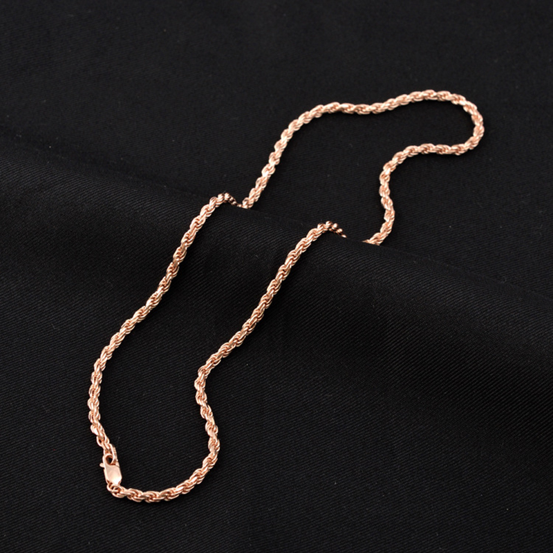 Real 100% 925 Sterling Silver Golden Platinum Rose Gold Color Rope Chain Long Necklace For Women Men Fine Jewelry Birthday Gift