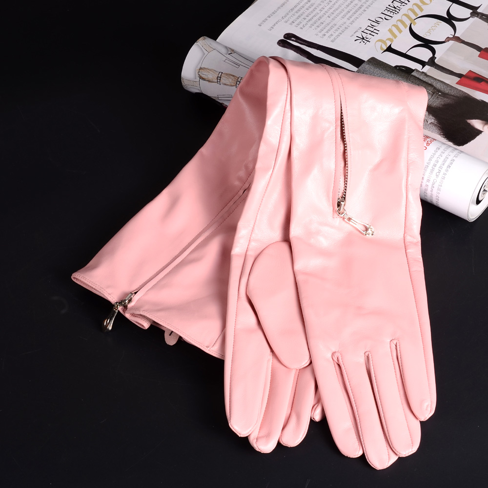 40 50 60 70 80cm Women's Ladies Real Leather Sheep Skin Middle Invisible Zipper Evening Gloves Party Opera/Long Gloves