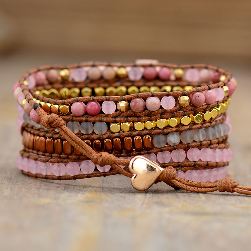 High End Natural Stone Aple Smart Watch Band Beads Boho 5 Wrap Vegan Rope IWatch Strap Wrist Armband Bracelet Dropshipping