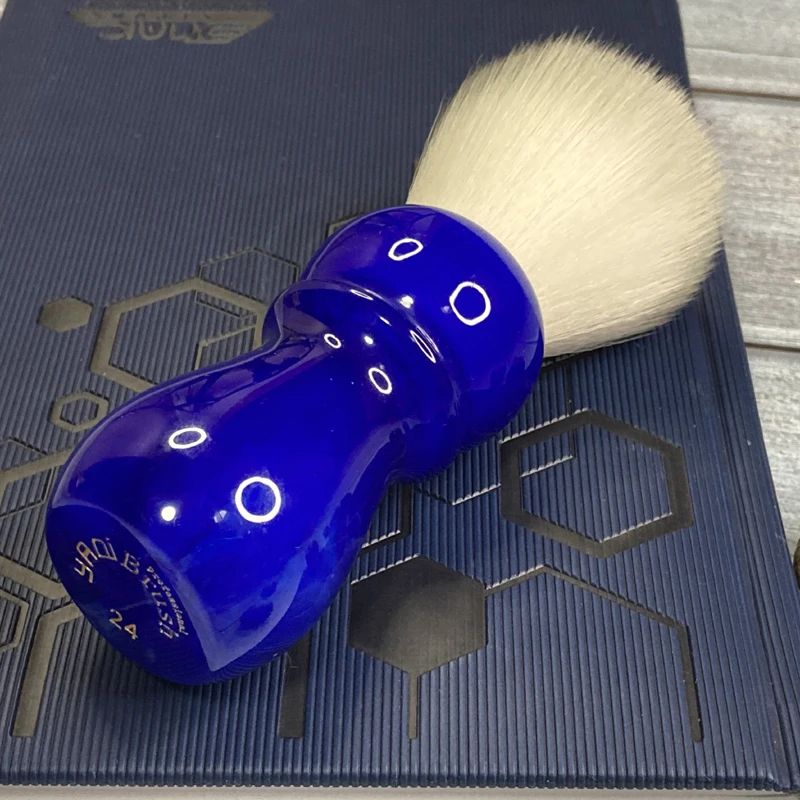 Yaqi 24mm Arctic Sky Deep Blue Handle mens Shaving Brush Beard Brush
