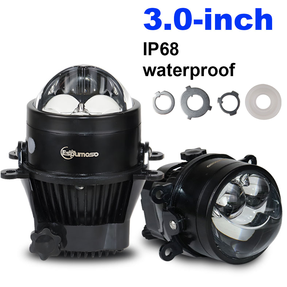 Fog lights For Headlights Led Car Lights Gold + White 3.0 inch 8000LM Accessories Bi-led Laser Lens Retrofit Projector Universal