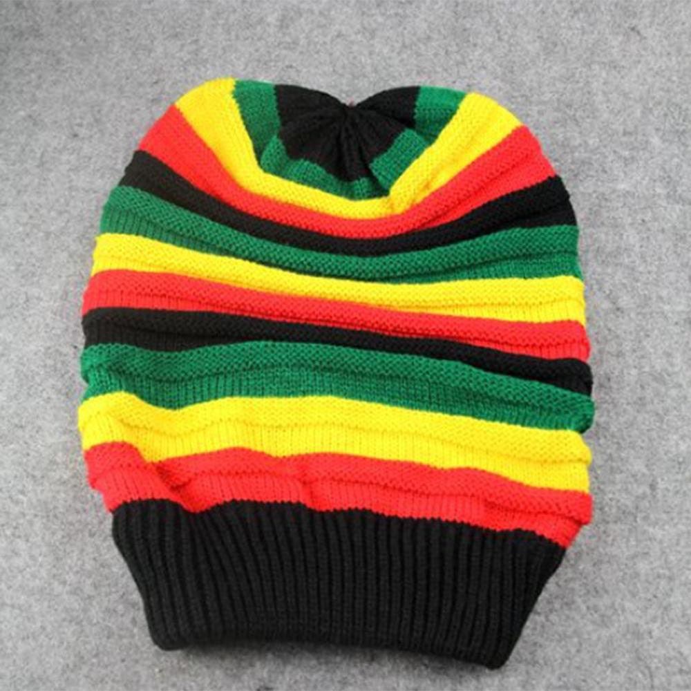 New Hip Hop Multi-colour Striped Cap Ladies Skuilles Beanie 2024 Winter Rasta Reggae Hats Bob Jamaican Hats For Men Caps Gorro