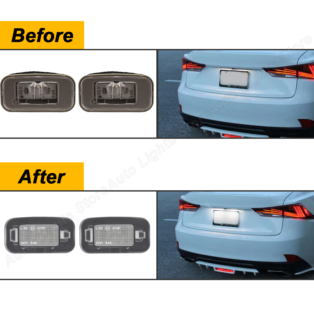 For Lexus IS200t IS250 IS300 IS350 GS200t GS300 GS350 GS350h GS450H License Plate LED Lights Number Plate Lamps RC300 RC350 RC F
