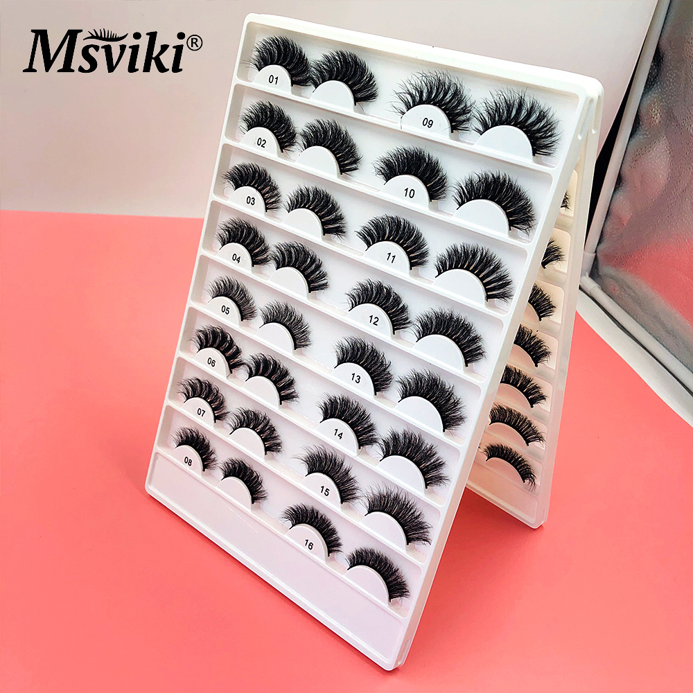 Natural Short 8-20MM Mink Eyelashes Wispy 3D 5D Mink Lashes Bulk Wholesale 16 Pairs False Eyelashes Box Package Makeup Supplies