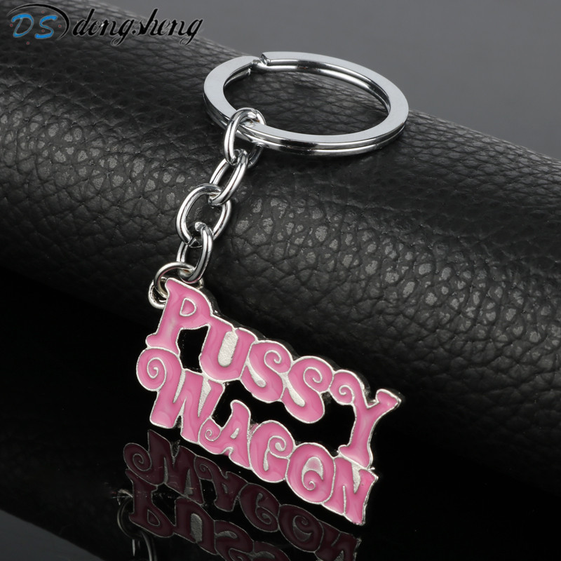 dongsheng Movie Kill Bill Series Pendants "PUSSY WAGON" Letter Metal Enamel Keychains/Keyrings Accessories For Women/Men Gift