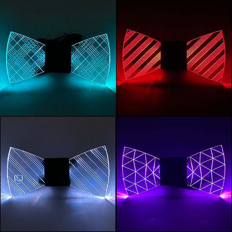 Luminous Butterfly LED Acrylic Bow Tie Men Bowtie Flashing LED Light Up Necktie Glow Party Supplies Valentine Day Novelty Gift