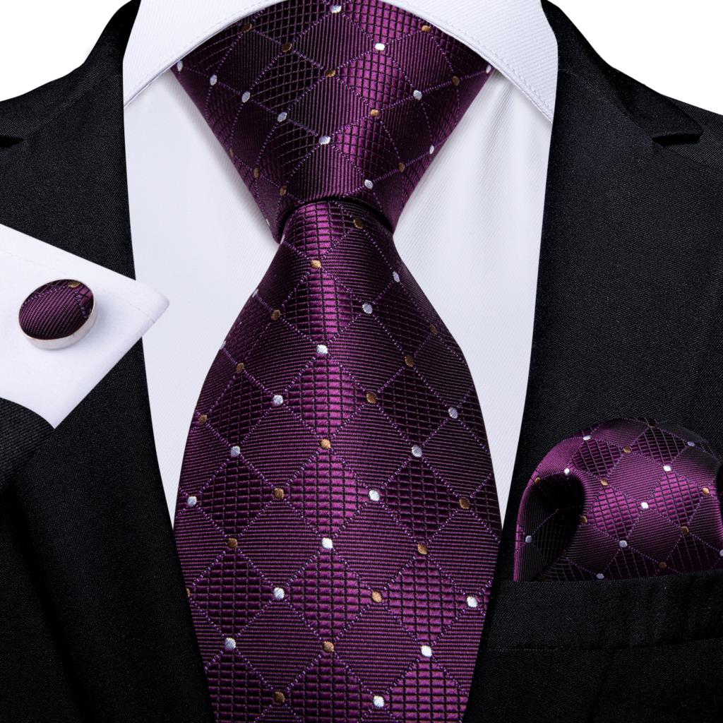 Green Blue Plaid Dot Designer Mens Silk Tie Set Handkerchief Cufflinks Luxury Wedding Party Neck Tie For Men Accessories Gift