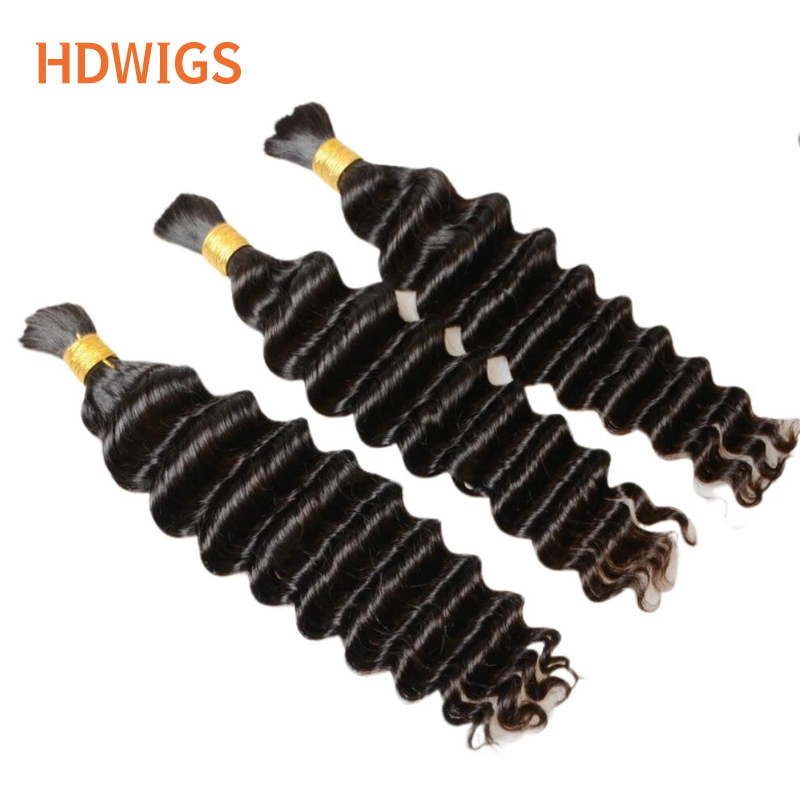 Deep Wave Bulk Human Hair For Braiding HDWIGS 100% Real Human Hair Extensions Bulk Human Hair No Weft Natural Braiding Hair 613#