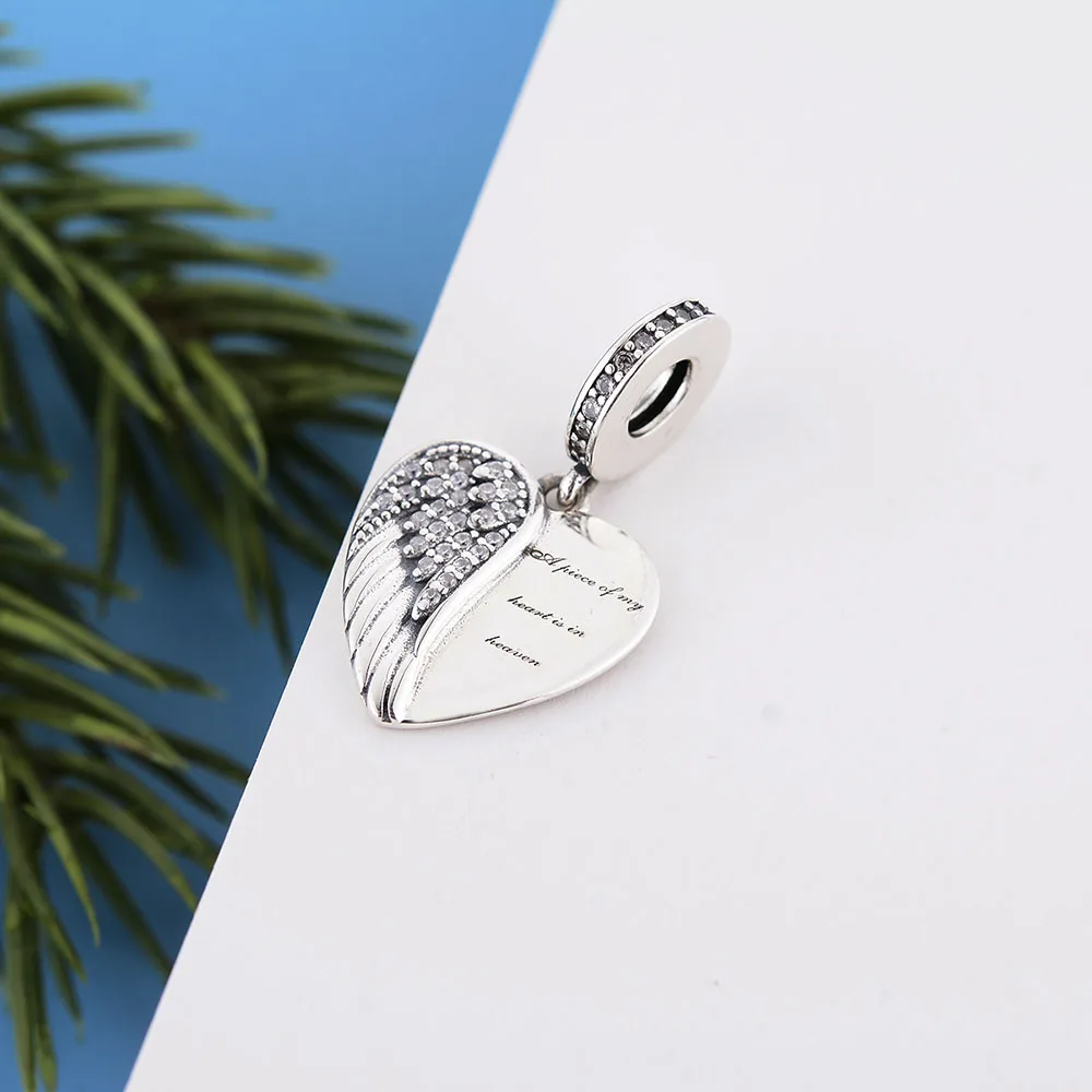 FC Jewelry Fit Original Charm Bracelet 925 Silver A Piece Of My Heart Has Wings is In Heaven Forever Bead For Making Berloque
