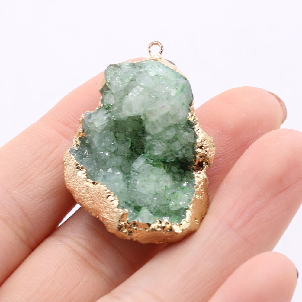 Charms Natural Druzys Stone Pendant Irregural Natural Agates Pendant Plated Gilde for DIY Jewerly Necklace Accessories Making