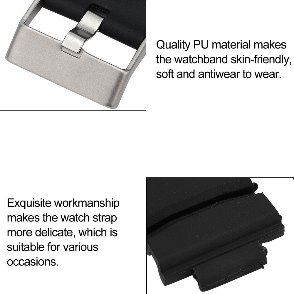 PU Leather Black Watch Strap Watchband with Adjustable Strap Buckle Fits for GA150 GA200 GA300 GLX Watch Accessory Part