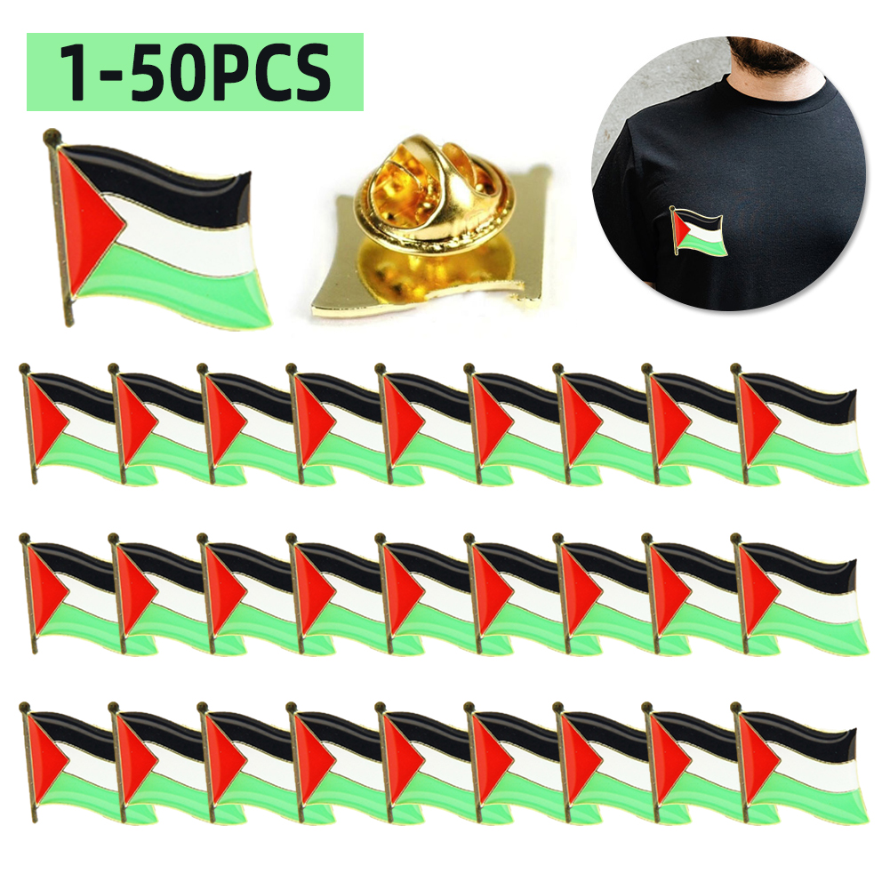 1-50Pcs Palestine Flag Lapel Pins Bulk Metal Palestinian National Lapel Pin