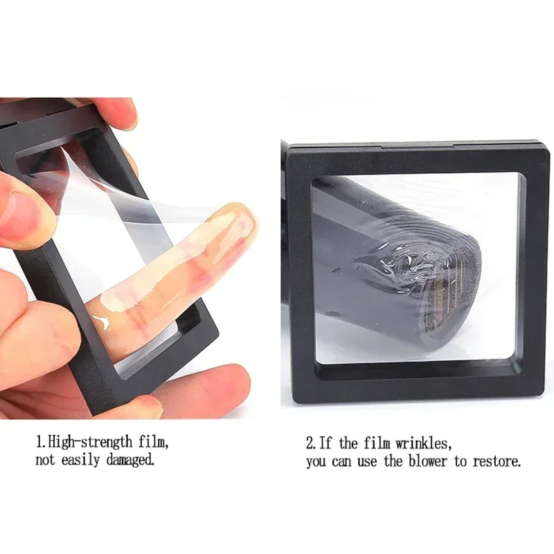 PET Thin Film Jewelry Display Stand Box Floating Picture Frame Holder Jewelry Earring Rings Bracelet Watch Stone Display Case