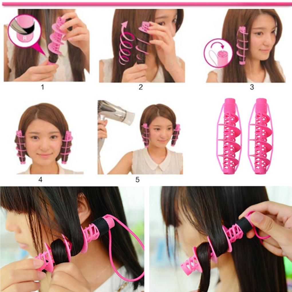 2pcs Women Hair Curlers Home Barber Shop Spiral Hairdressing Roller
