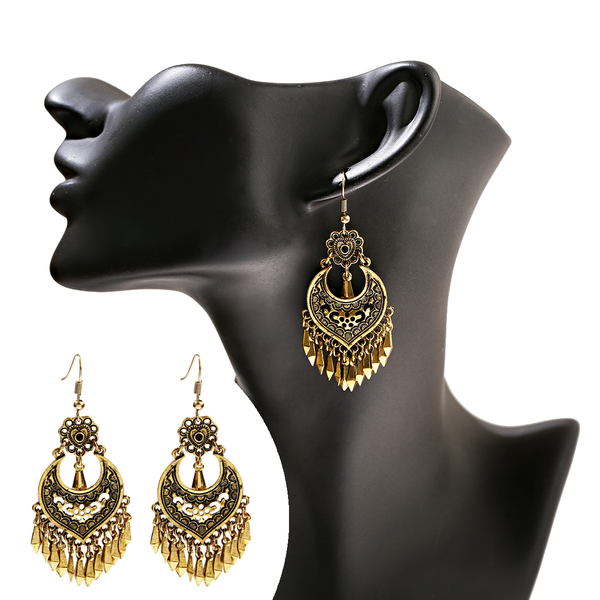 2021 Bohemia Retro Gold Color Earring For Women Gypsy Flower Tassel Dangling Earrings Turk Jhumka Indian Jewelry Gift
