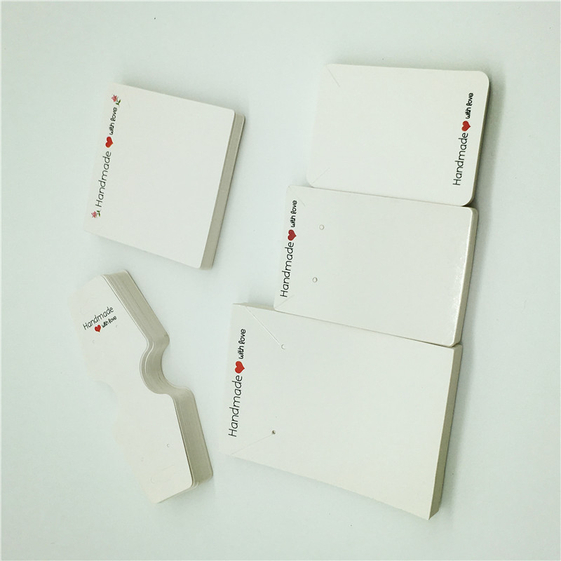 100Pcs Handmade Style White Ktaft Paper Necklace Package Card Earring Card Multi Size DIY Jewlery Holder Paper Tags