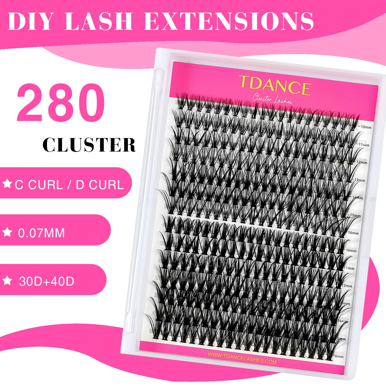 TDANCE DIY Mix Clusters Kit 30D/40D Lash Bond and Seal and r Accessories Self-Grafting EyeLashes Extension At Home . 240624