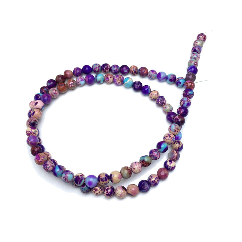4/6/8/10MM Natural Violet Imperial Jaspers Round Beads Sea Sediment Turquoises for Jewelry Making Diy Bracelet Earring 15" Inch