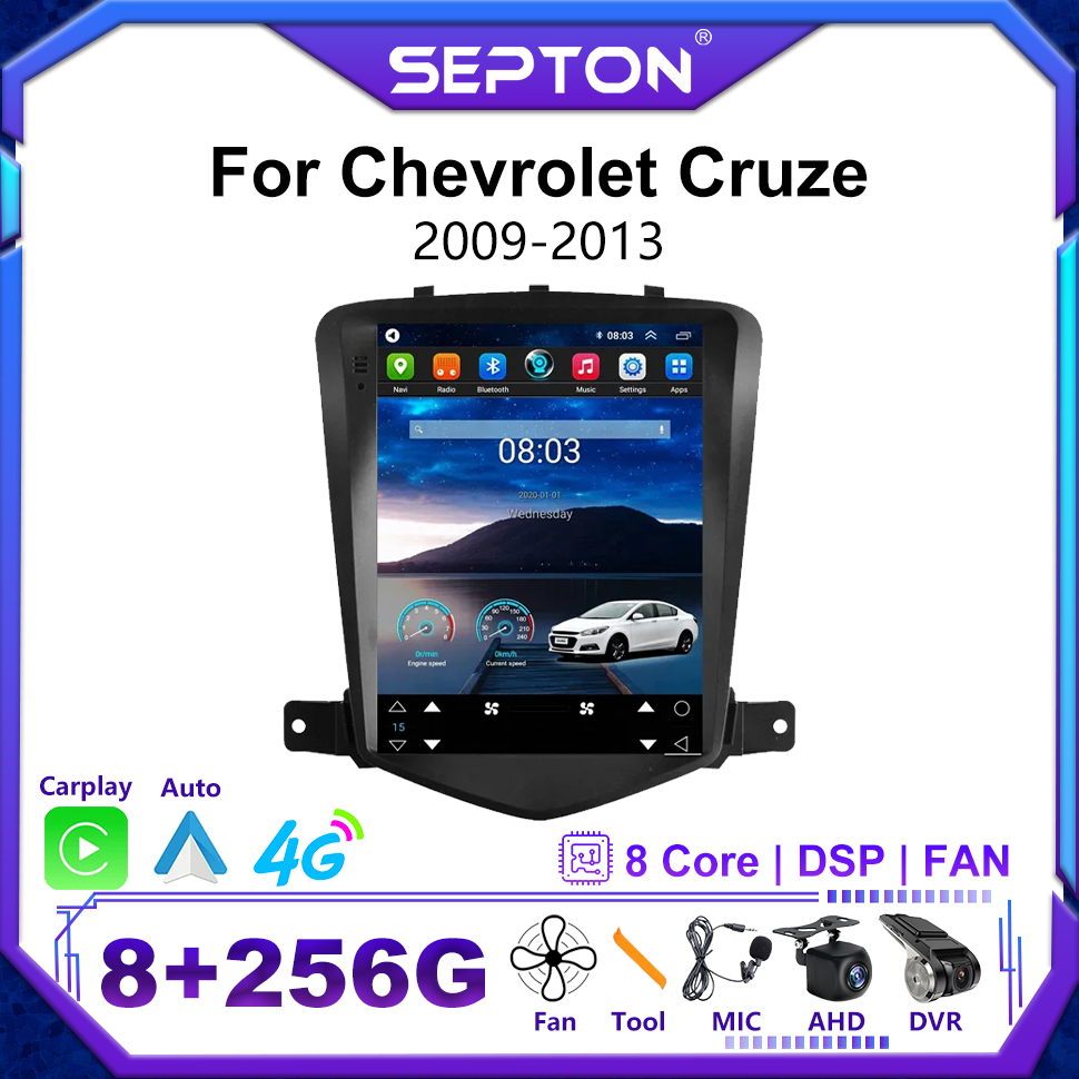 SEPTON 9.7"Car Radio for Chevrolet Cruze 2008-2014 CarPlay Multimedia Video Player Stereo GPS 4G 2Din Audio HeadUnit Android 12