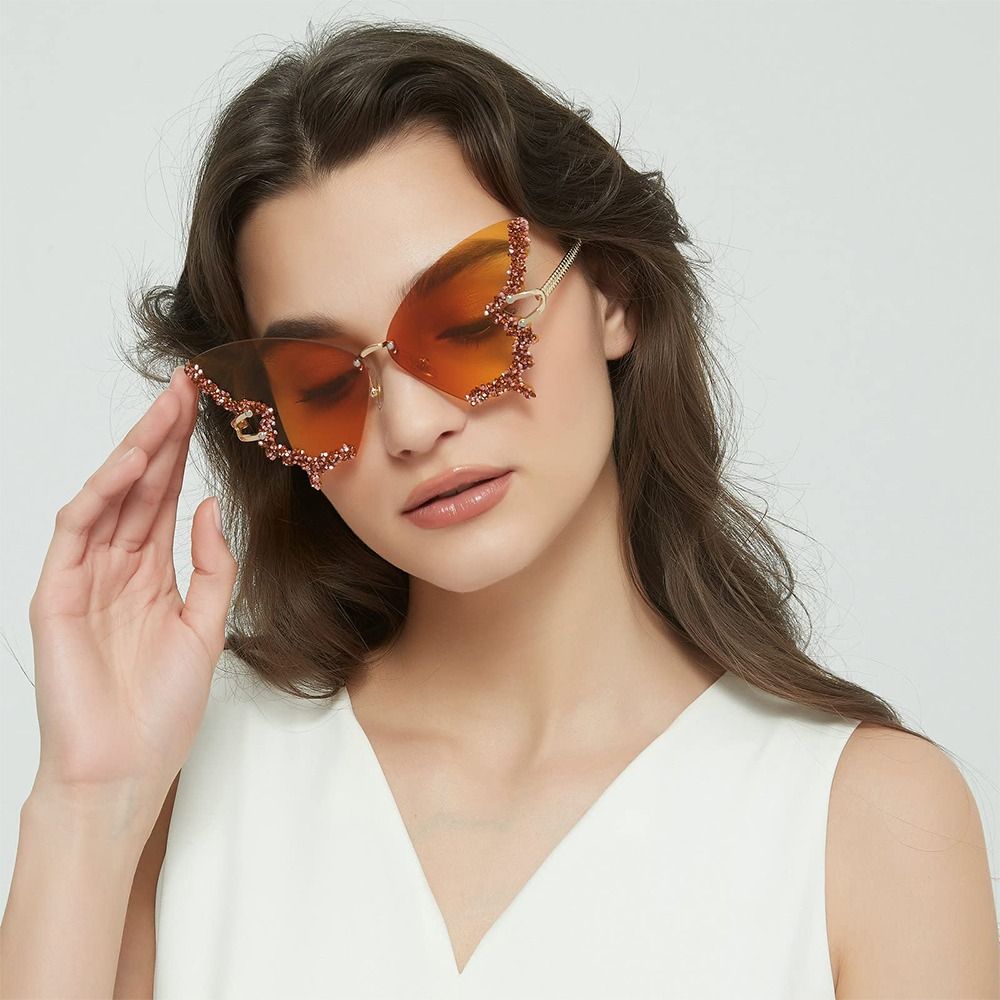 Rhinestone Diamond Oversized Butterfly Sunglasses Purple Sunglasses for Women Bling Sun Glasses Ladies Shades