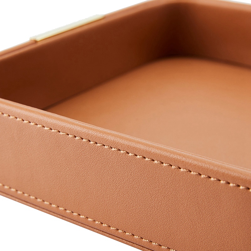 Leather Desktop Storage Tray Square Storage Key Tray European Jewelry Leather Drawer