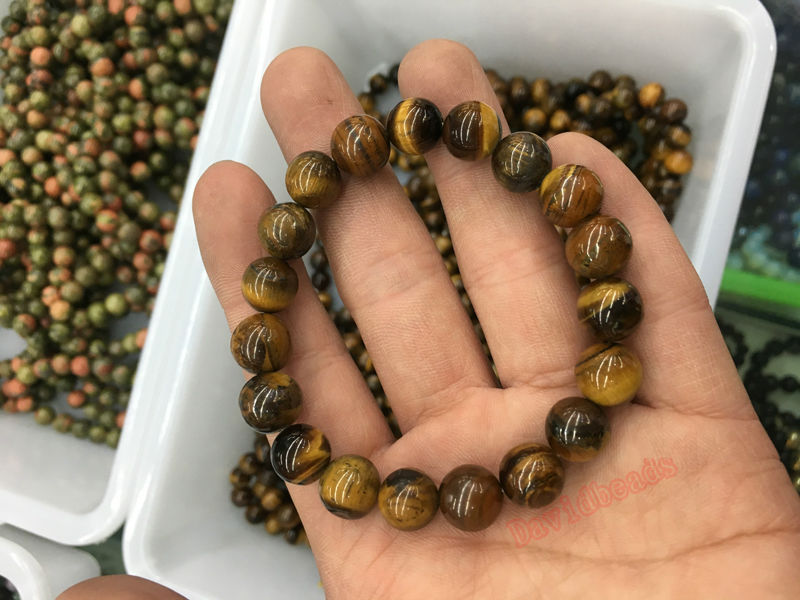 10MM Natural Stone Indian Agat lava picture tiger eye snowflake Labradorite Amazonite Round Beads Stretch Bracelet 19cm 1Pcs