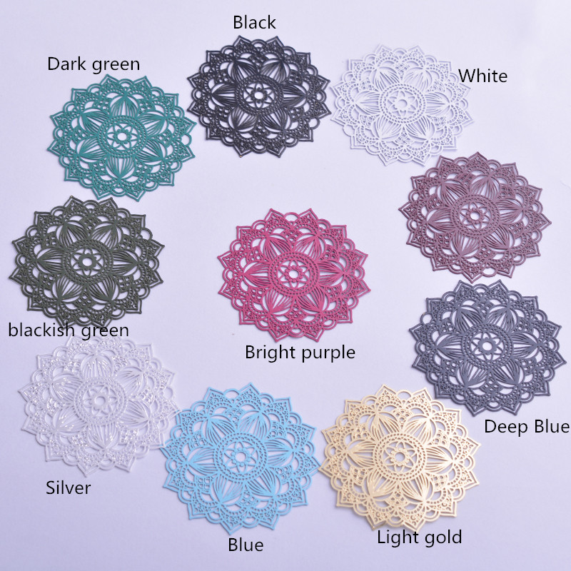 30pcs AB6414 40mm Filigree Mandala Shape Charms Earring Connector Metal Brass Thin Pendant DIY Jewelry Earring Making