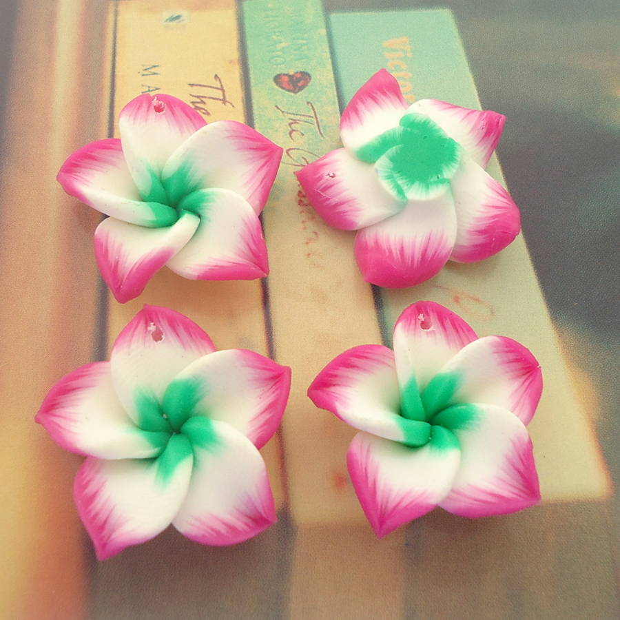 12pcs 25mm Polymer Clay Plumeria Frangipani Flowers Charms For Diy Earrring Pendants Necklace Hawaiian Jewelry Making Materials