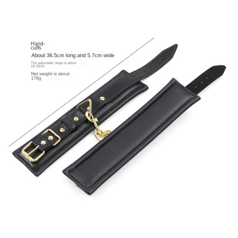 Sexy sm Bondage cuffs leather gold chain female pu hand binding appliance sponge ankle handcuffs adult supplies